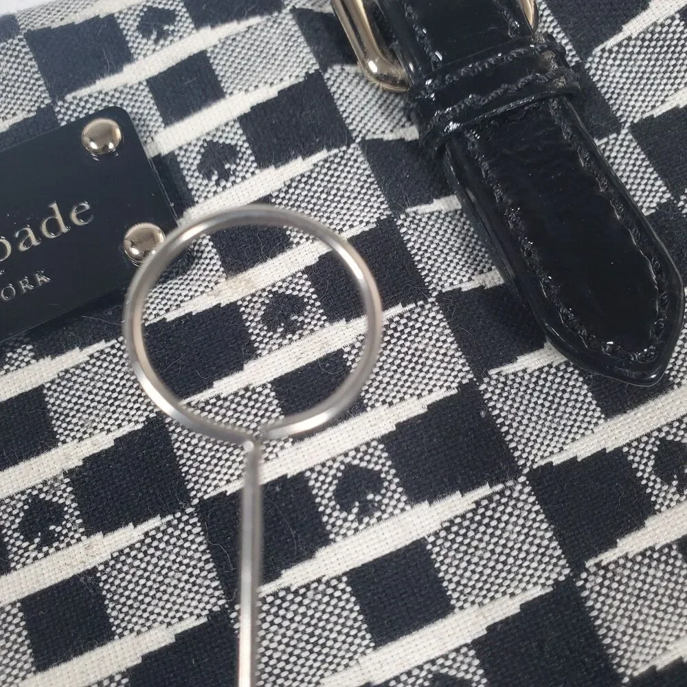 Kate Spade Women’s Bag Medium Black White Geometric Jacquard Handbag 9